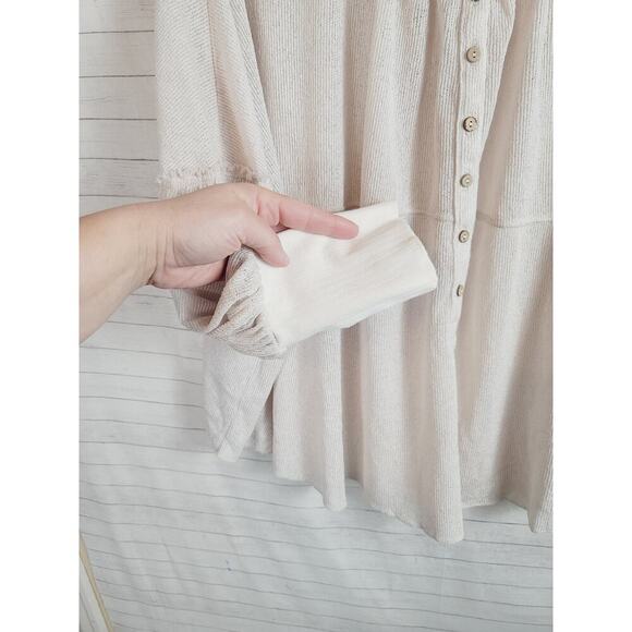 FREE PEOPLE BALLOON SLEEVE GAUZY BOHO SHIRT, SZ SMALL - Picture 6 of 9